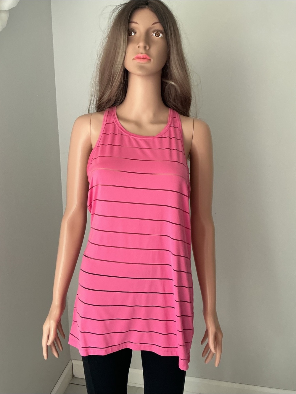 Athleta Hot Pink Striped Racerback Tank Sz ST